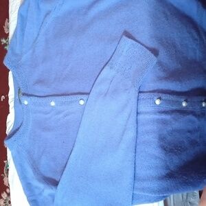 Luxelon large women's button-up sweater blue